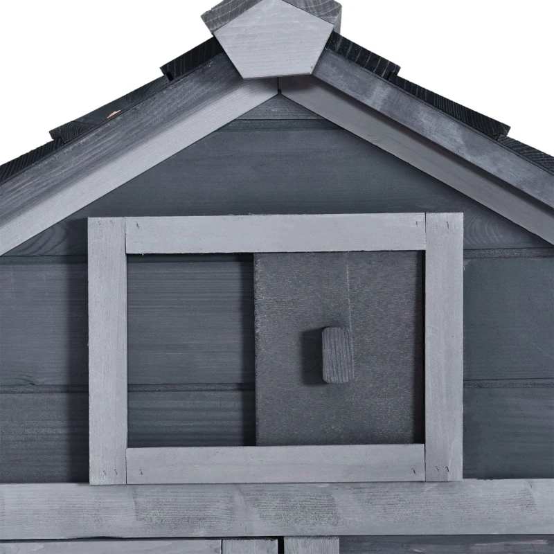 PawHut 59" Small Wooden Chicken coop Hen House Poultry Cage for Outdoor Backyard with 2 Doors, Nesting Box and Removable Tray, Gray