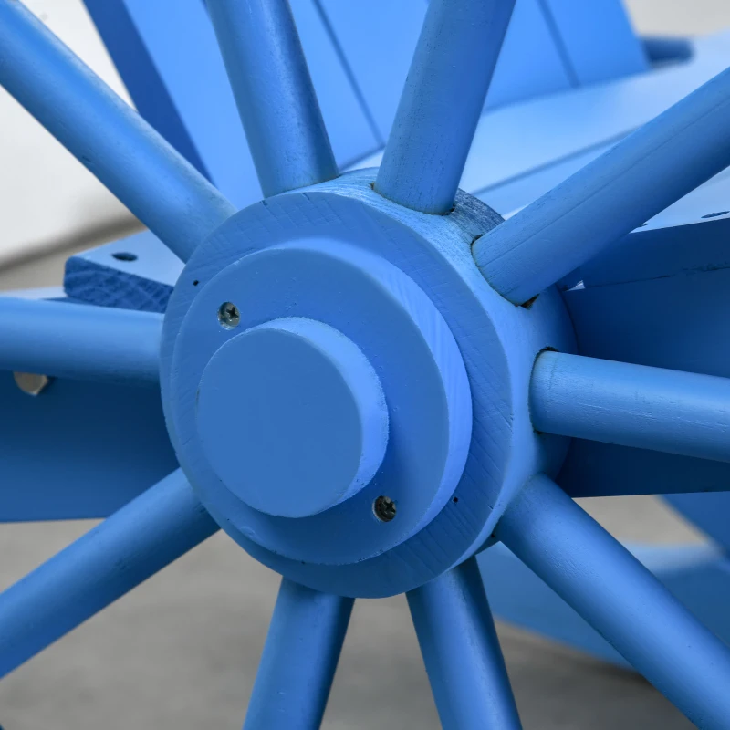 Outsunny Rustic Wood Adirondack Rocking Patio Chair w/ Slatted Design, Wheel Armrests, Blue