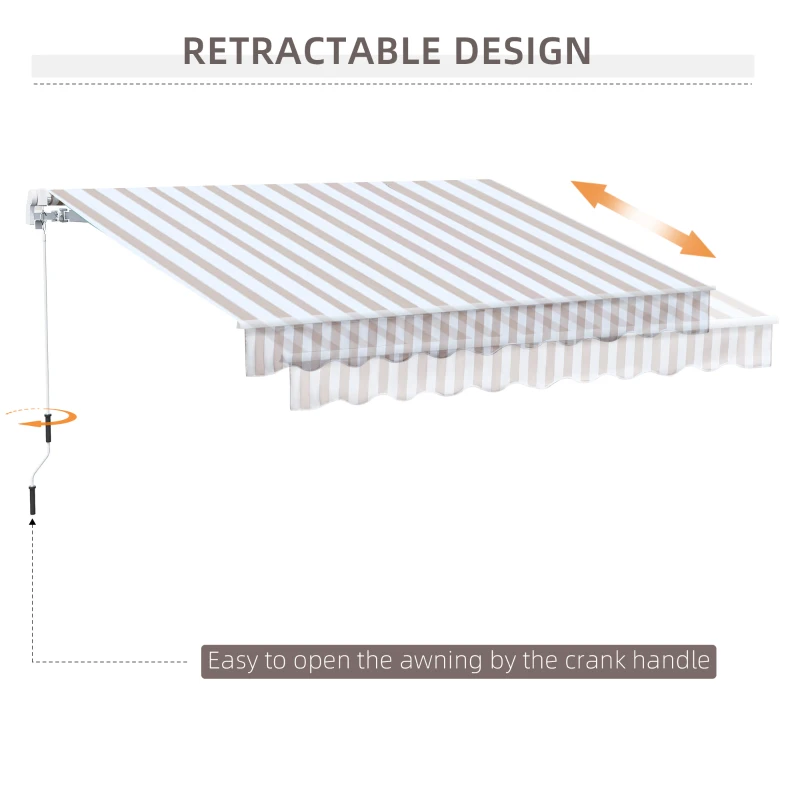 Outsunny 10' x 8' Retractable Sun Shade Patio/Window Awning - Polyester Fabric - Beige