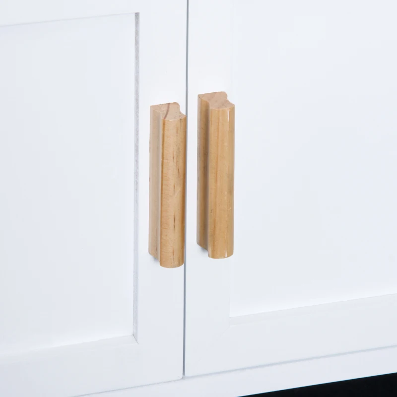 HOMCOM Portable Kitchen Trolley with Bamboo Top Storage Cabinet and Wine Rack (White)