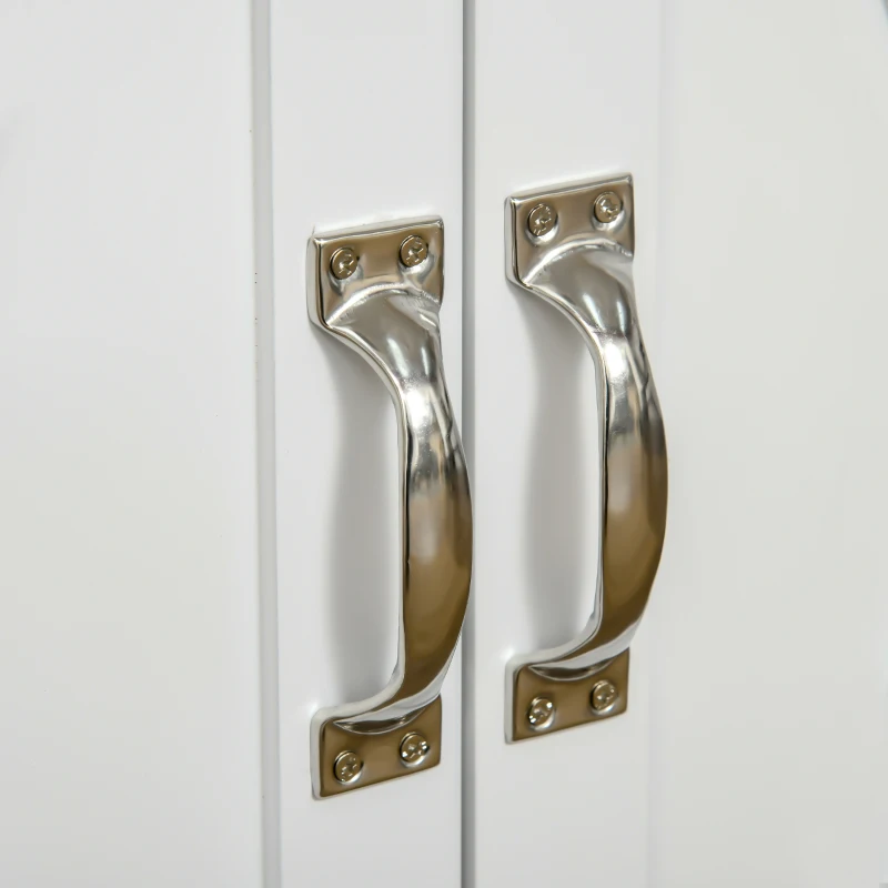 HOMCOM Foldable Kitchen Island with Storage Drawer, Farmhouse Style Rolling Utility Cart, Coffee Bar Cabinet on Wheels with Drop-Leaf Wood Top, White