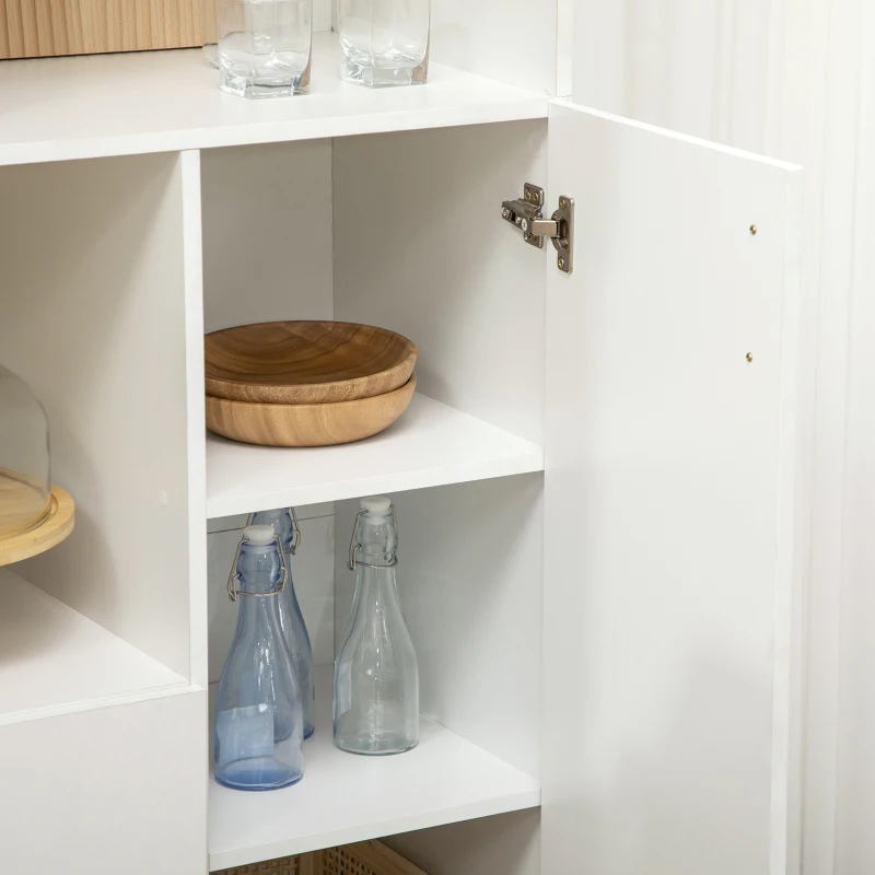 HOMCOM 71" Freestanding Pantry, Kitchen Buffet with Hutch, Modern Storage Cabinet, Microwave Cabinets with Doors and Adjustable Shelf,  White