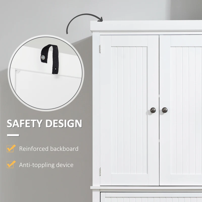 HOMCOM 72" Traditional Freestanding Kitchen Pantry Cabinet Cupboard with Doors and 3 Adjustable Shelves, White