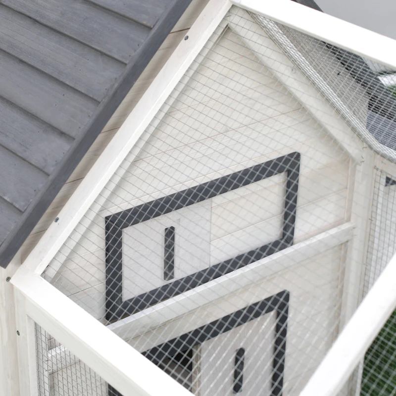 PawHut 65" Chicken Coop Wooden Chicken House Rabbit Hutch Poultry Cage Hen Pen Backyard with Nesting Box, Ramp, Run