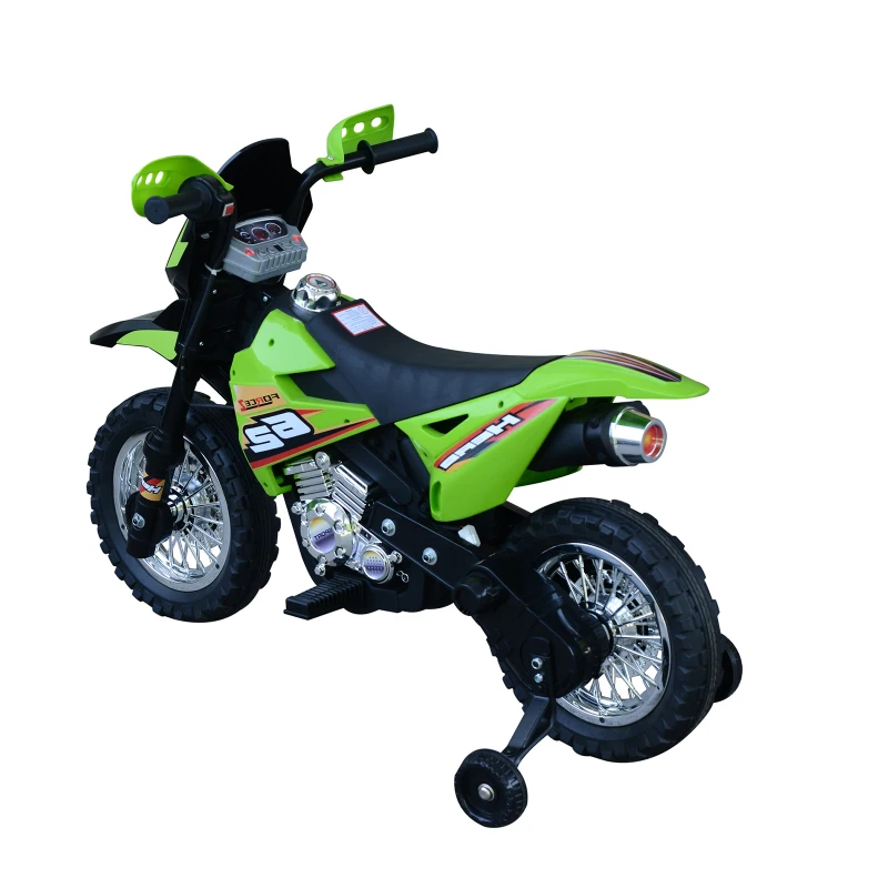Aosom Ride-On Childrens Motorcycle w/ Real Driving Sounds & Fun Built-In Music Green