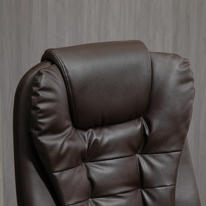 HOMCOM High Back Ergonomic Executive Office Chair, PU Leather Computer Chair with Retractable Footrest, Lumbar Support, Padded Headrest and Armrest, Dark Brown