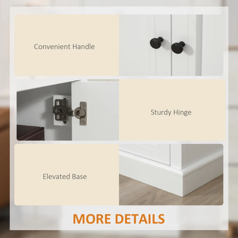 HOMCOM Sideboard Buffet Cabinet, Kitchen Cabinet, Coffee Bar Cabinet with 2 Drawers and Double Door Cupboard for Living Room, Entryway, White