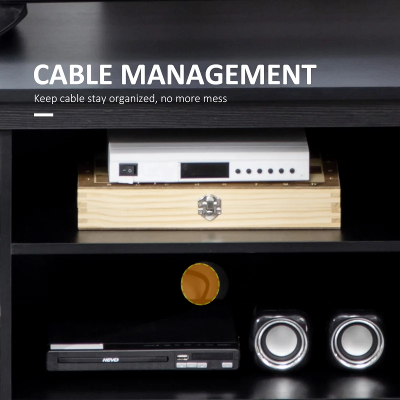 HOMCOM TV Cabinet, Farmhouse TV Stand for 55 Inch TV, Entertainment Center with Adjustable Shelves and Doors for Living Room, Black