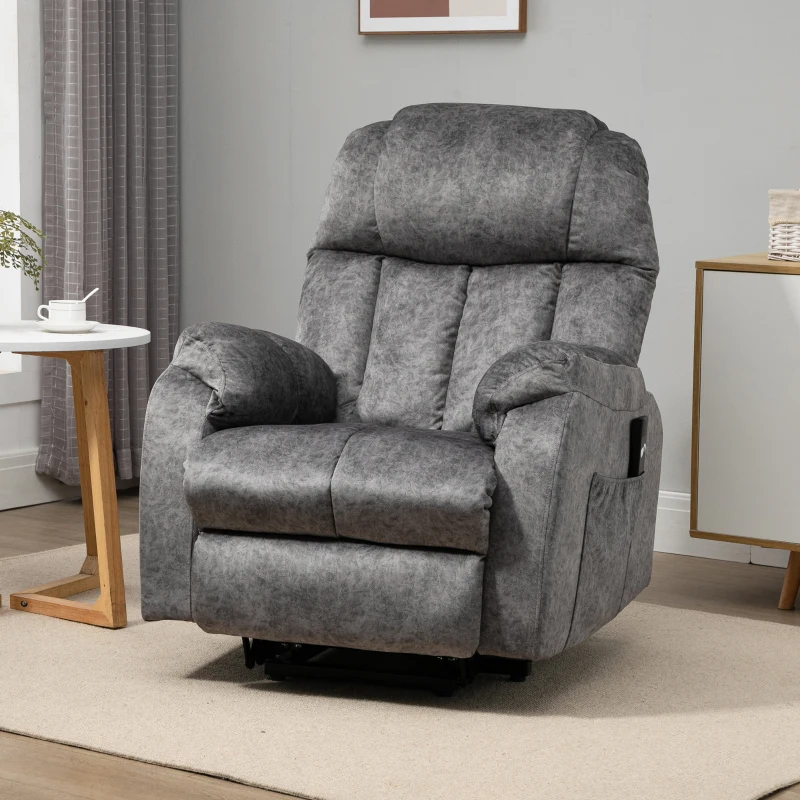 HOMCOM Power Lift Chair, Electric Recliner for the Elderly, Compact Living Room Chair with Side Pocket & Remote Control, Gray