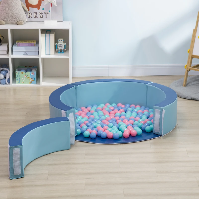 Outsunny Foam Kids Ball Pit Pool with Removable & Washable Cover, 45" x 10" Round Ball Pit for Toddlers with 200 Ocean Balls, Soft Baby Playpen, Blue