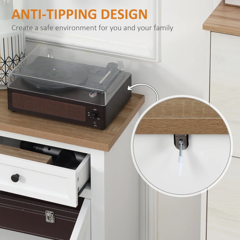 HOMCOM Sideboard Buffet Cabinet, Kitchen Cabinet, Coffee Bar Cabinet with 2 Drawers and Double Door Cupboard for Living Room, Entryway, White