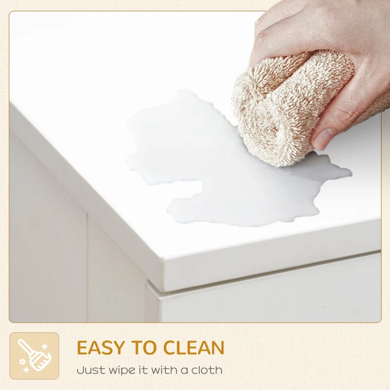 PawHut Dog Crate Furniture with Soft Water-Resistant Cushion, Dog Kennel End Table with Drawer, Puppy Crate for Small Dogs Indoor with 2 Doors, White