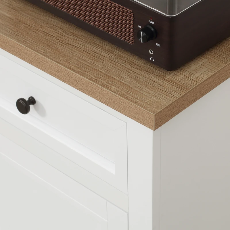 HOMCOM Sideboard Buffet Cabinet, Kitchen Cabinet, Coffee Bar Cabinet with 2 Drawers and Double Door Cupboard for Living Room, Entryway, White