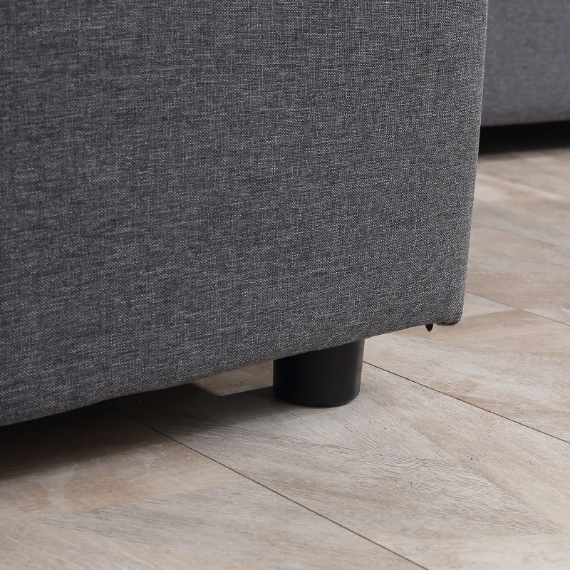 HOMCOM Sectional Sofa Bed, L-Shaped Loveseat Reversible Sleeper Sofa with Pull Out Couch Bed, Storage Chaise, Cushions, Linen Feel Fabric Futon Sofa Bed for Living Room, Dark Gray 89.75"