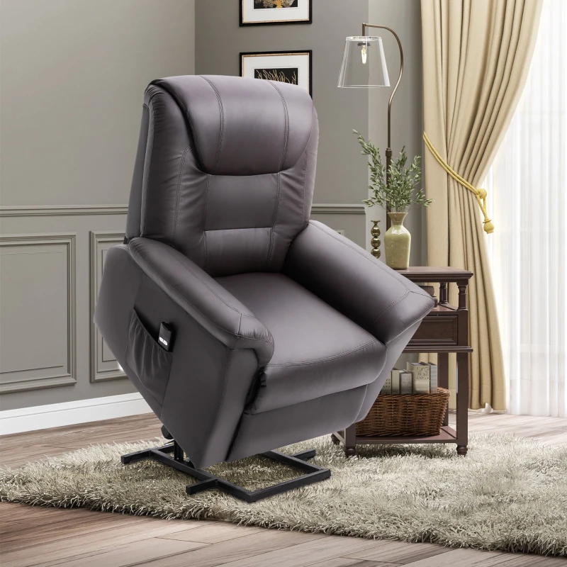 HOMCOM Electric Power Lift Recliner Chair w/ Remote, Brown