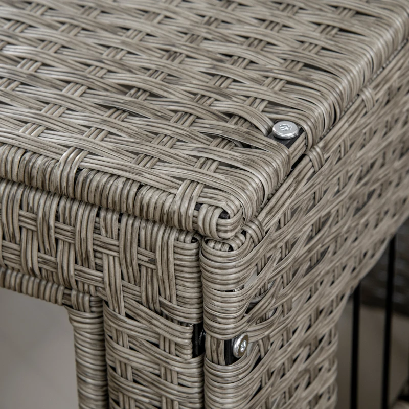 PawHut Rattan Dog Crate Cage, Dog Kennel Furniture with Soft Washable Cushion and Lockable Door for Small Sized Dogs, Gray