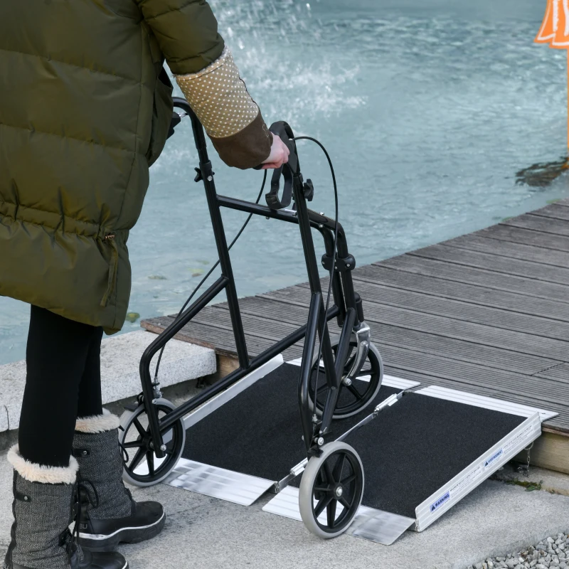 HOMCOM 2' Portable Wheelchair Ramp Aluminum Threshold Mobility Single-fold for Scooter with Carrying Handle