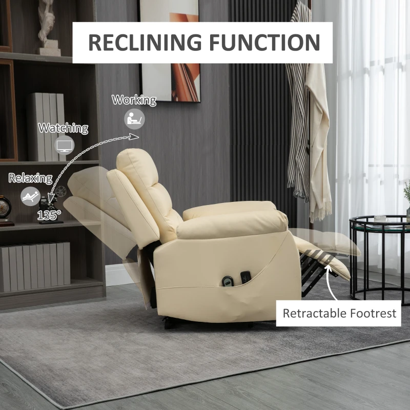 HOMCOM Electric Power Lift Chair for Elderly with Massage, Oversized Living Room Recliner with Remote Control, and Side Pockets, Beige