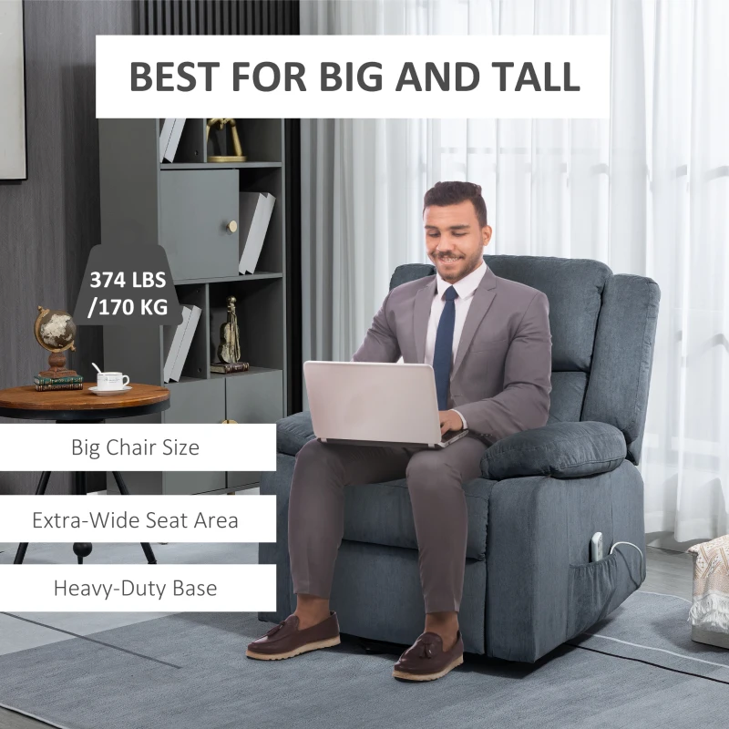 HOMCOM Electric Power Lift Recliner Chair for Elderly with Zero Gravity and Removable Upholstered Armrests, Reclining Chair with Remote Control, Side Pockets, Grey