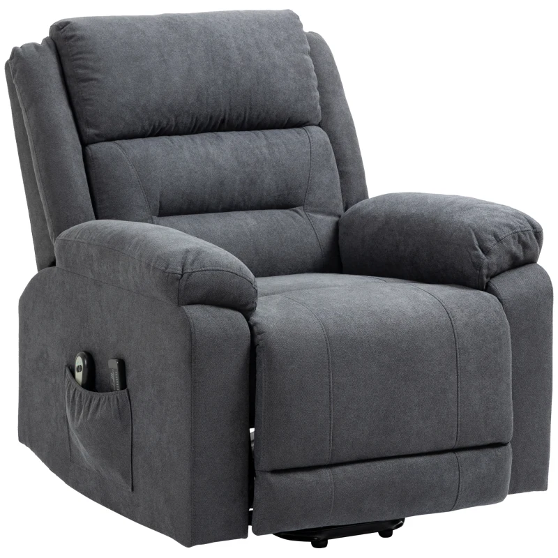 HOMCOM Electric Power Lift Chair for Elderly with Massage, Oversized Living Room Recliner with Remote Control, and Side Pockets, Grey