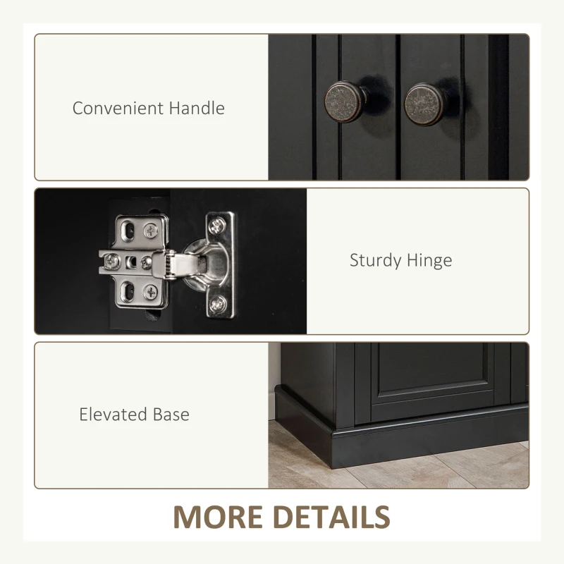 HOMCOM Sideboard Buffet Cabinet, Coffee Bar Cabinet with 2 Drawers and Double Door Cupboard for Kitchen, Living Room, Entryway, Black