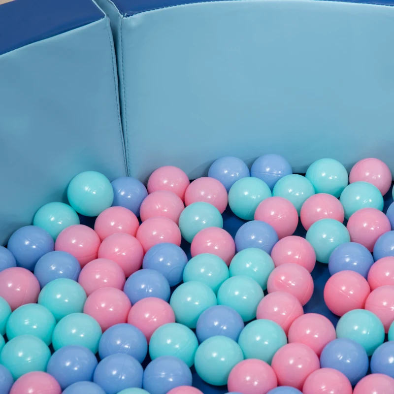 Outsunny Foam Kids Ball Pit Pool with Removable & Washable Cover, 45" x 10" Round Ball Pit for Toddlers with 200 Ocean Balls, Soft Baby Playpen, Blue
