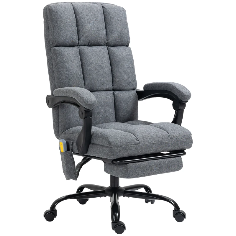 Vinsetto Vibration Massage Office Chair, Reclining Computer Chair with USB Port, Remote Control, Side Pocket and Footrest, Dark Gray