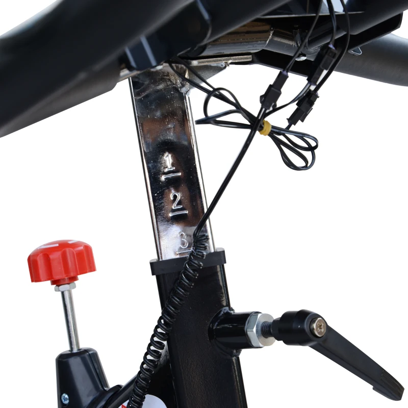 Soozier Stationary Exercise Bike Indoor Cardio Workout Cycling Bicycle w/ Heart Pulse Sensor & LCD Monitor 28.6lb Flywheel Adjustable Resistance