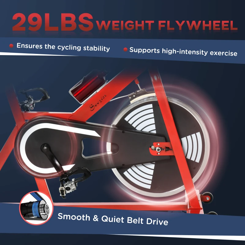 Soozier Pro Indoor Upright Exercise Cycling Bike Cardio Workout Aerobic Bicycle with Adjustable Resistance Water Bottle for Home Gym Office