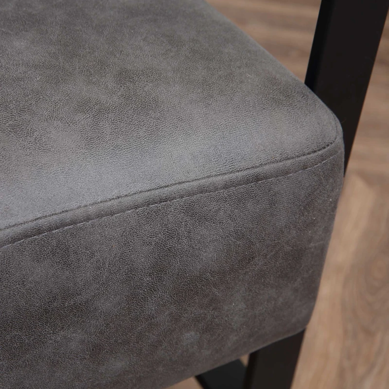 HOMCOM Industrial Accent Chairs with Cushioned Seat and Back, Upholstered Faux Leather Armchair for Bedroom, Living Room Chair with Arms and Steel Legs, Grey