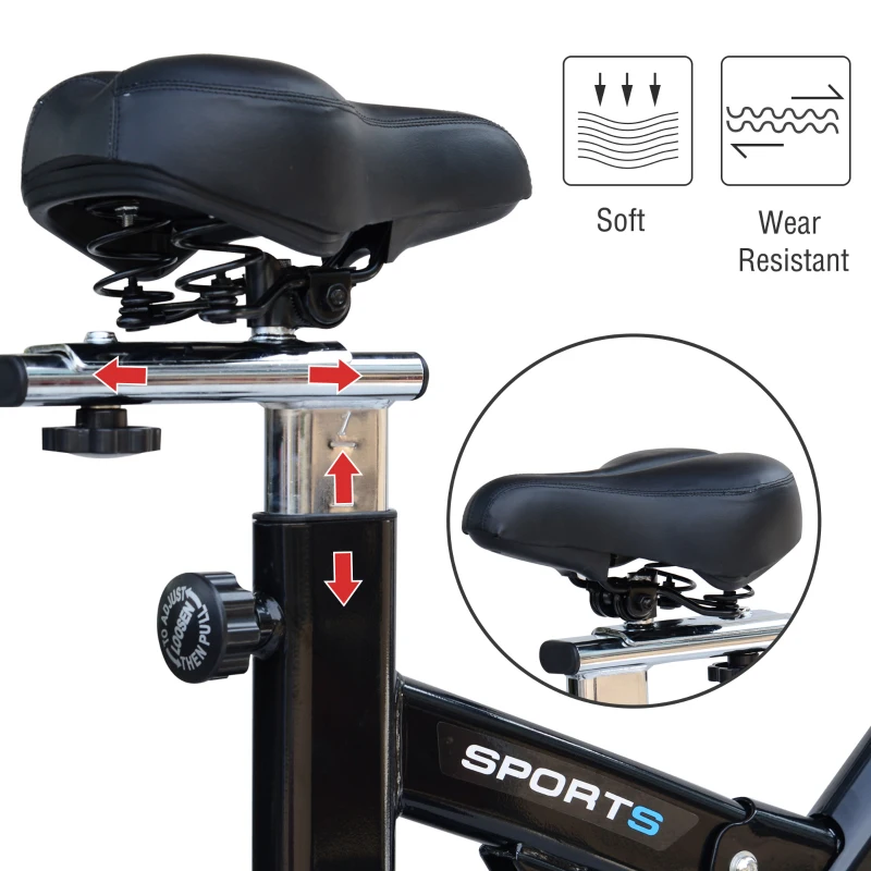 Soozier Stationary Exercise Bike Indoor Cardio Workout Cycling Bicycle w/ Heart Pulse Sensor & LCD Monitor 28.6lb Flywheel Adjustable Resistance