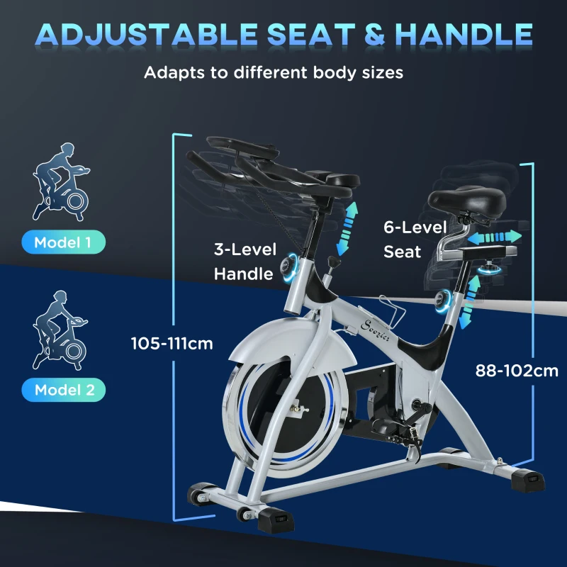 Soozier Indoor Cycling Bike Quiet Belt Drive Exercise Stationary, Flywheel Cardio Workout Bicycle