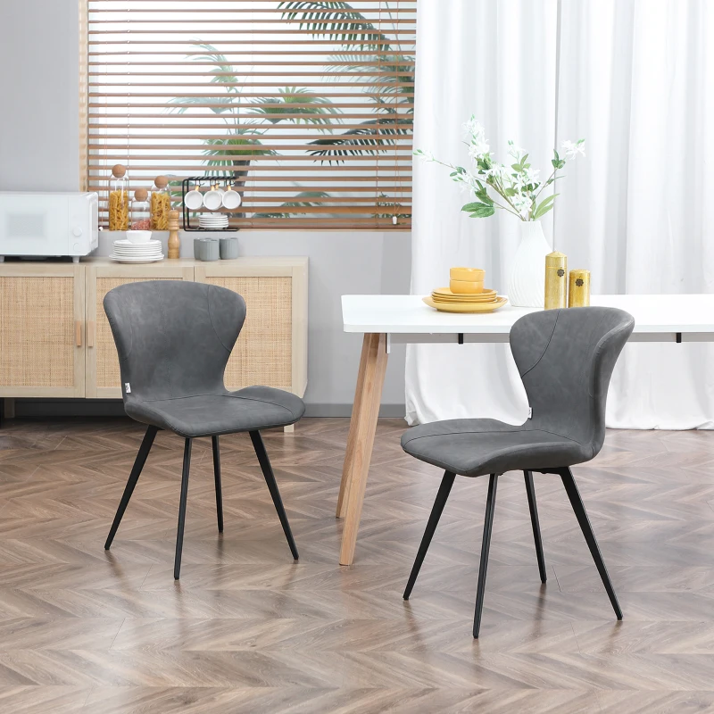 MidCentury Dining Chairs Set of 2, PU Leather Accent Chairs