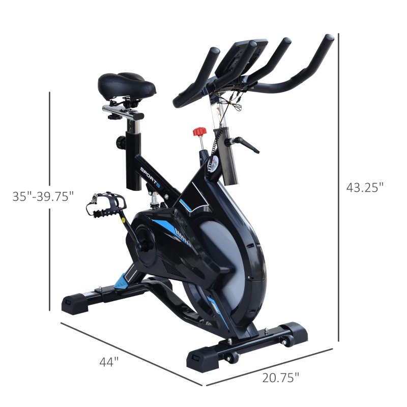 Soozier Stationary Exercise Bike Indoor Cardio Workout Cycling Bicycle w/ Heart Pulse Sensor & LCD Monitor 28.6lb Flywheel Adjustable Resistance