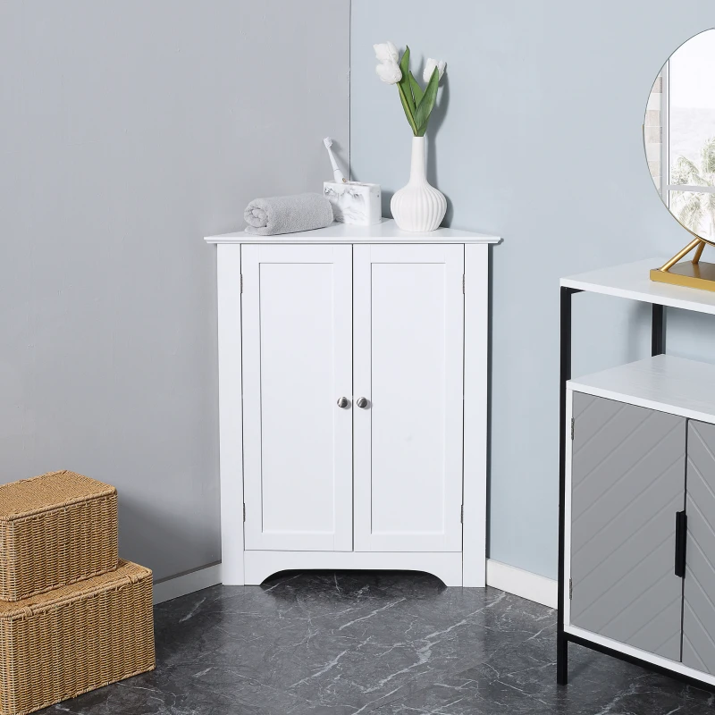 kleankin Modern Bathroom Storage Cabinet, Corner Cabinet with Doors ...