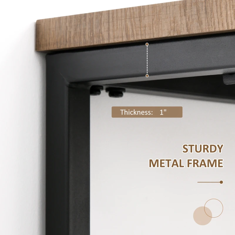 HOMCOM 47.75 Inch Bar Table with Metal Legs, Rustic Industrial Pub Table with Large Tabletop for Home Bar, Kitchen or Dining Room, Brown