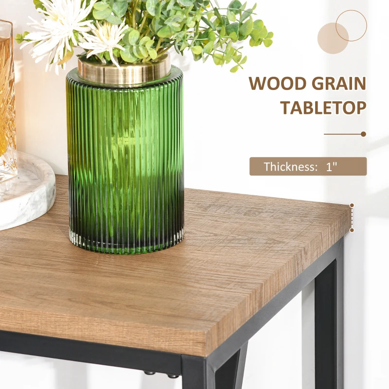 HOMCOM 47.75 Inch Bar Table with Metal Legs, Rustic Industrial Pub Table with Large Tabletop for Home Bar, Kitchen or Dining Room, Brown