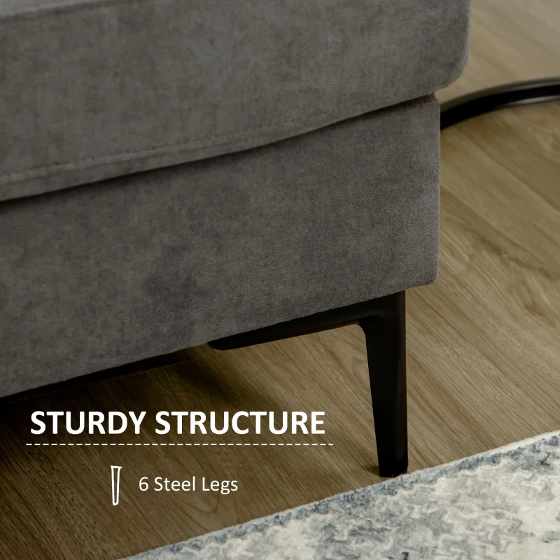 HOMCOM 54" Loveseat Sofa for Bedroom, Modern Love Seats Furniture, Upholstered Small Couch for Small Space, Grey