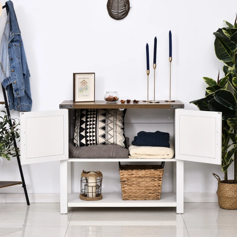 HOMCOM 2-Door Free Standing Sideboard Console Table with Bottom Shelf, Entryway, Oak