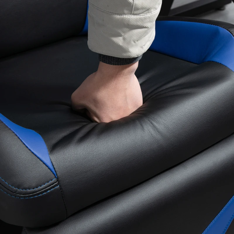 HOMCOM Gaming Recliner, Racing Style Video Gaming Chair with Adjustable Backrest and Footrest, High Back 360 Degree Swivel Computer Chair with Lumbar Support and Headrest, Blue