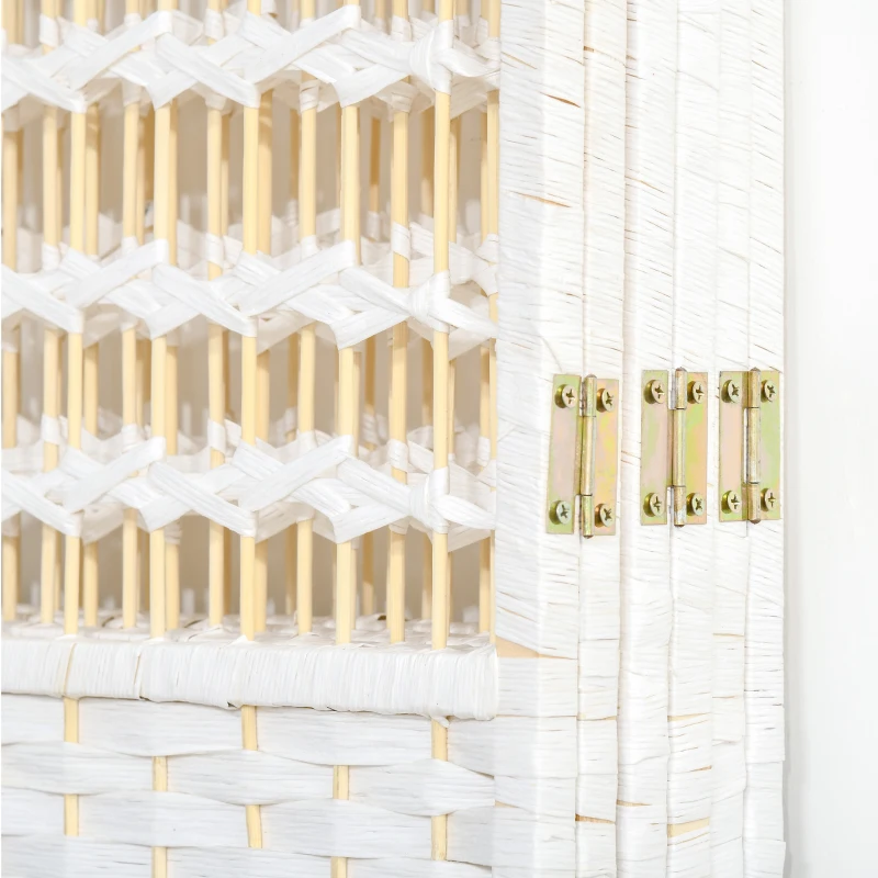 HOMCOM 6 Panel Room Divider, 5.6 ft Tall Folding Privacy Screen, Wave Fiber Freestanding Partition Wall Divider for Home Office, White