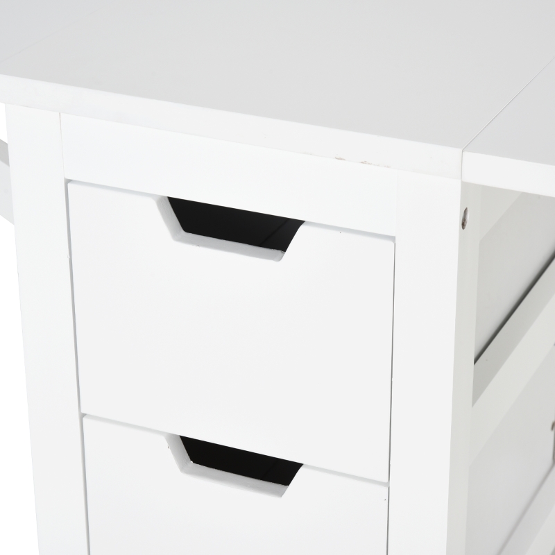 HOMCOM 59"L Expandable Foldable Dining Table with 2 Drawers & Bottom Storage Shelf, For Kitchken Dining Furniture, White