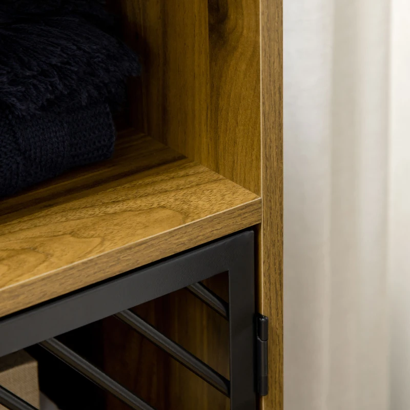 HOMCOM Industrial Sideboard Buffet Cabinet, Kitchen Cabinet, Coffee Bar Cabinet with Metal Doors and Adjustable Shelves for Living Room, Entryway, Dark Walnut