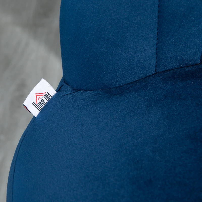 HOMCOM Modern Upholstered Adjustable Barstools with Swivel Seat, Velvet Touch Fabric, Steel Frame, Footrest, ‎Blue