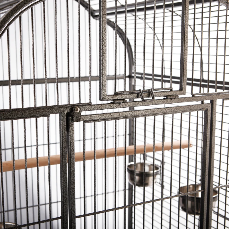 PawHut 63-inch Large Bird Parrot Cage Rolling Cockatiel Finch Macaw Aviary Cage Open Play Top with 2 Perch 3 Stainless Steel Cup Pet Furniture
