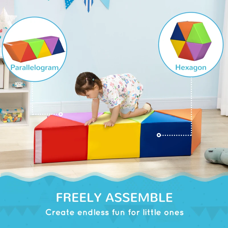 Qaba Foam Play Set, 2-Piece Kids Crawl and Climb Activity Soft Play Set, Freely-assembled Indoor Active Play for Babies