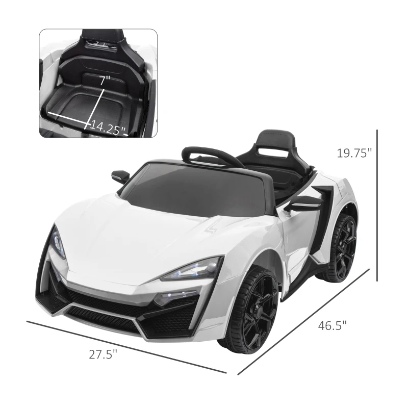 Aosom Ride On Car for Kids  6V Electric Ride-On Car with Parental Remote Control, 2 Speeds, LCD power indicator, Seat Belt (White)