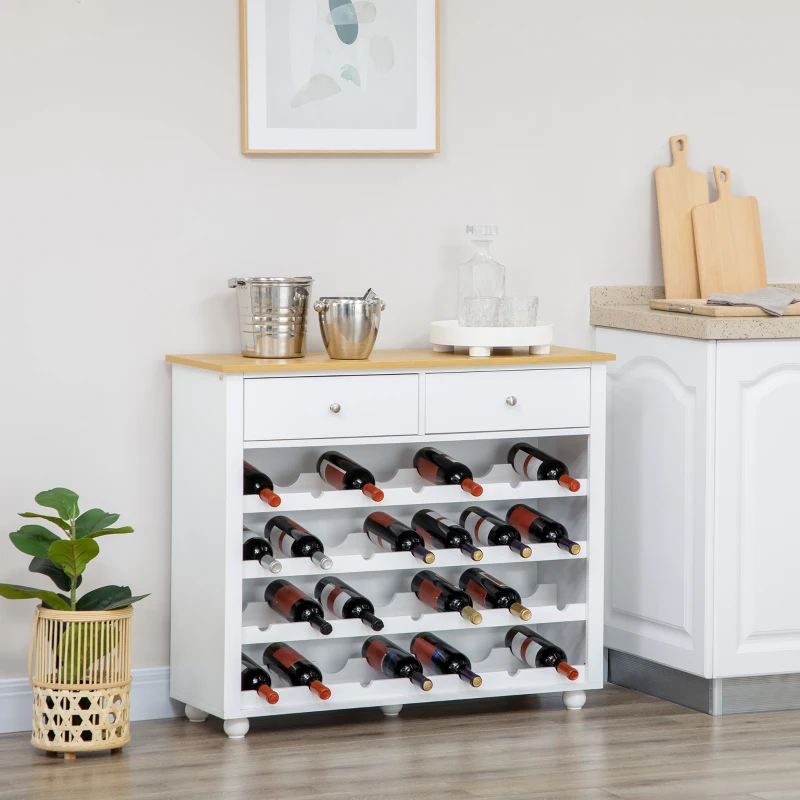 HOMCOM Modern Wine Storage Cabinet with Drawers, White
