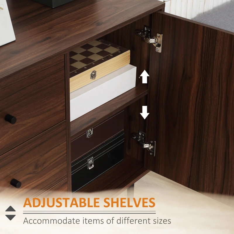 HOMCOM Retro Sideboard with 2 Cabinets 3 Drawers, Buffet Table, Brown