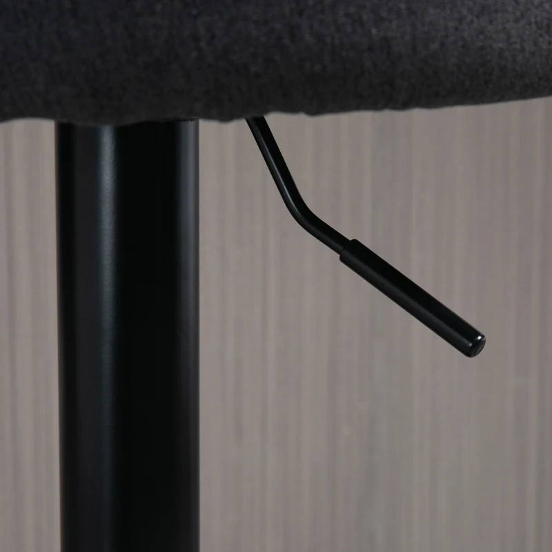 HOMCOM Modern Upholstered Adjustable Barstools with Swivel Seat, Linen Touch Fabric, Steel Frame, Footrest, ‎Gray